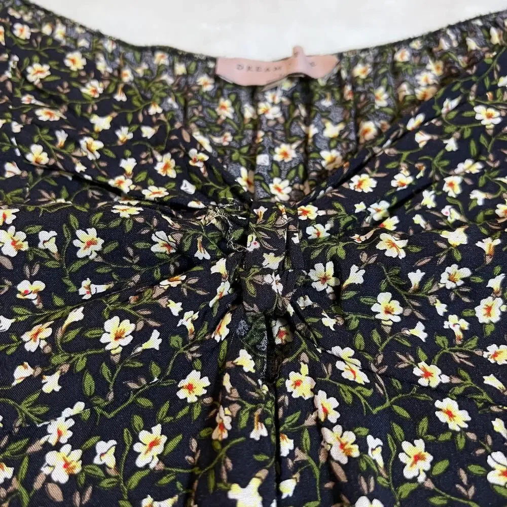 Dream Of Me V-Neck Floral Babydoll Mini Dress Size Large Cap Sleeve Y2K Festival - Picture 5 of 11